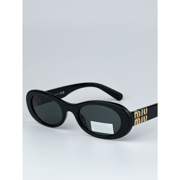 NEW Miu Miu MU06ZS 1AB5S0 Black Dark Grey Oval Unisex Sunglasses MU 06ZS main image 9